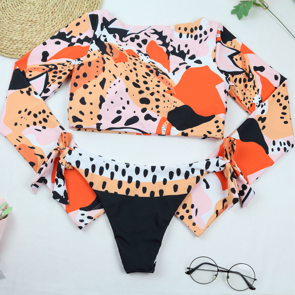 2pc. Long Sleeve Leopard Swimwear